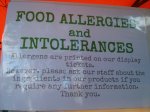 One of the many indications of catering for allergies and intolerances.